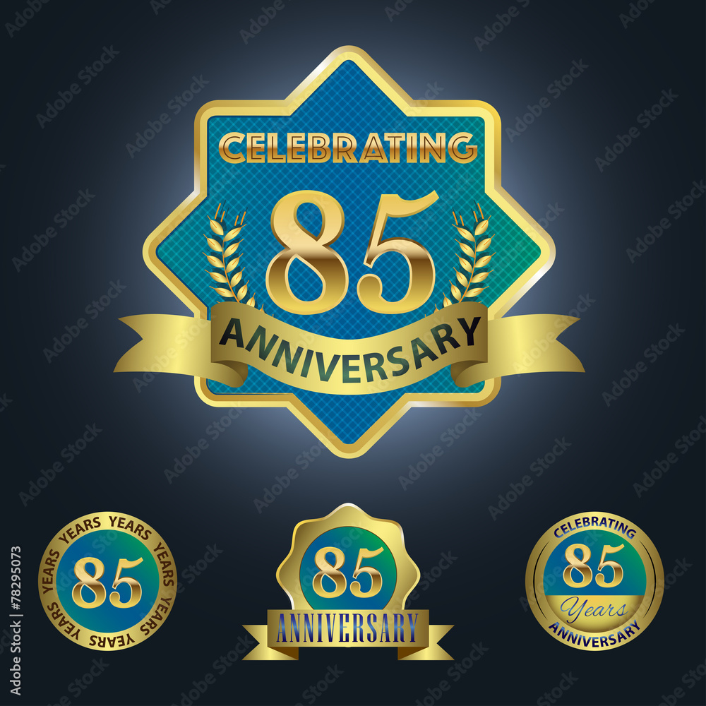 Celebrating 85 Years Anniversary - Blue seal with golden ribbon