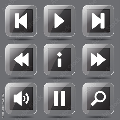 Free Download Multimedia Controller Square Vector Black Button Icon Design Set - GFXLoad