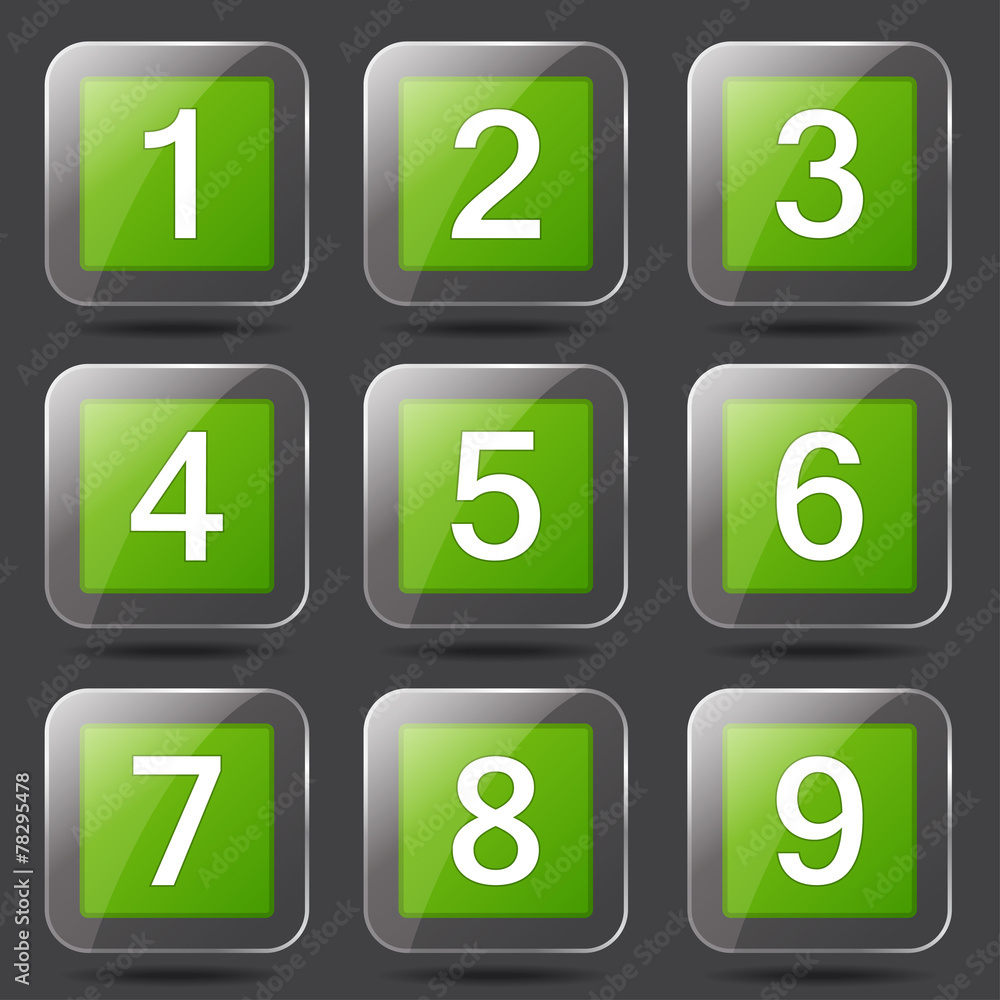 Numbers Counting Square Vector Green Icon Design Set Numbers Counting Square Vector Green Icon Design Set