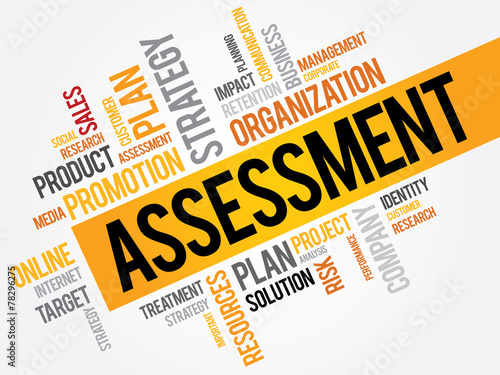 Assessment word cloud, business concept