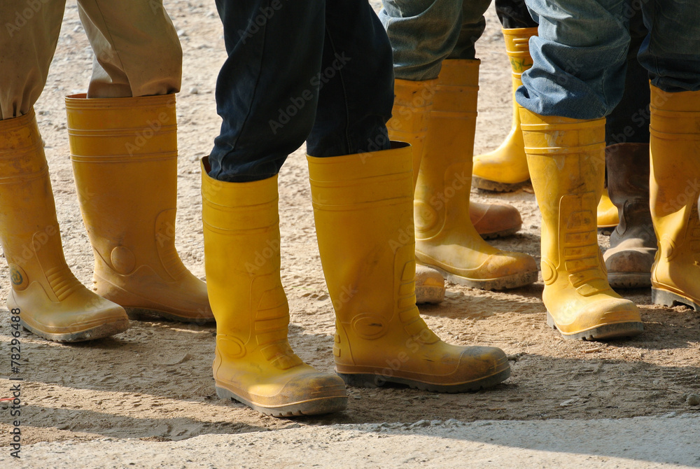 Construction workers in boots Stock Photo Adobe Stock