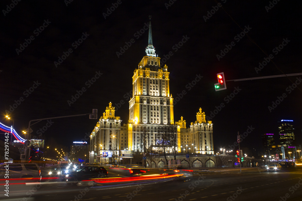 Ukraine hotel at night