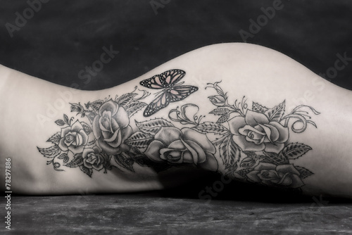 Black and white naked body scape