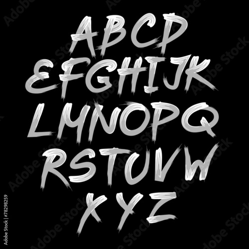 Vector alphabet. Hand drawn letters. written with a brush.