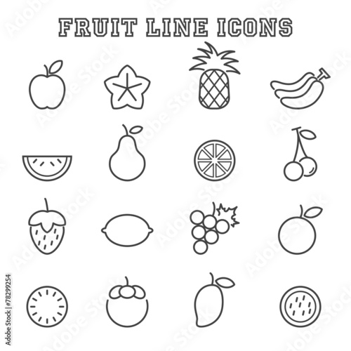 fruit line icons