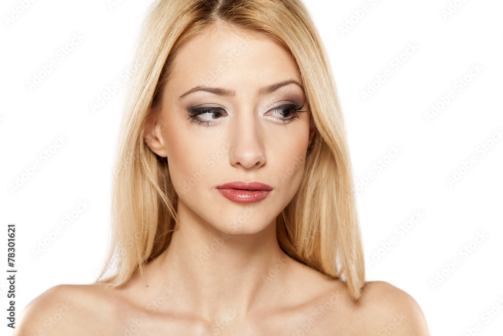 Portrait of beautiful blonde on white background Portrait of beautiful blonde on white background