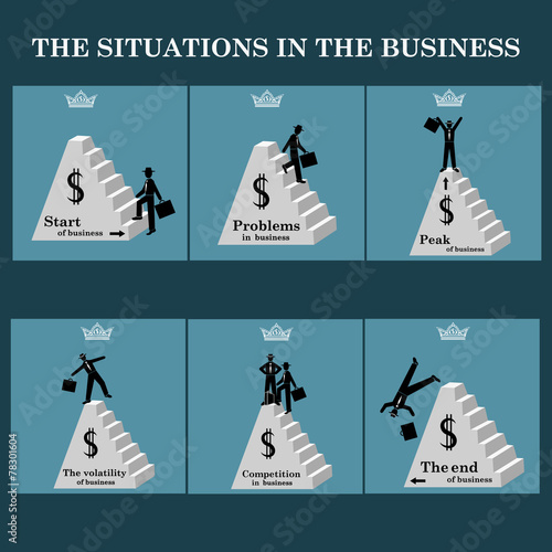 Situations in business - vector set. Vector illustration