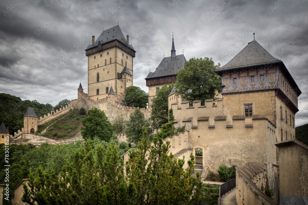 Old royal castle Karlstejn in Czech Republic