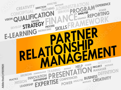 Partner Relationship Management word cloud, business concept photo