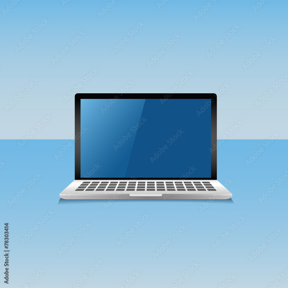 Laptop Isolated on Blue Background. Laptop Isolated on Blue Background.