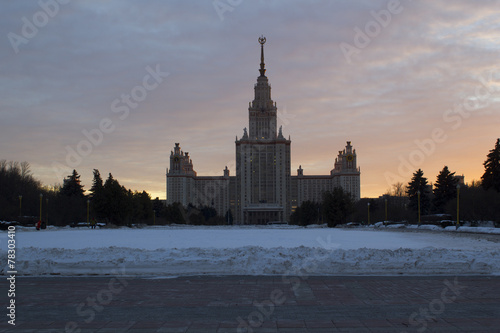 Moscow State University, sunset, Moscow, Russia