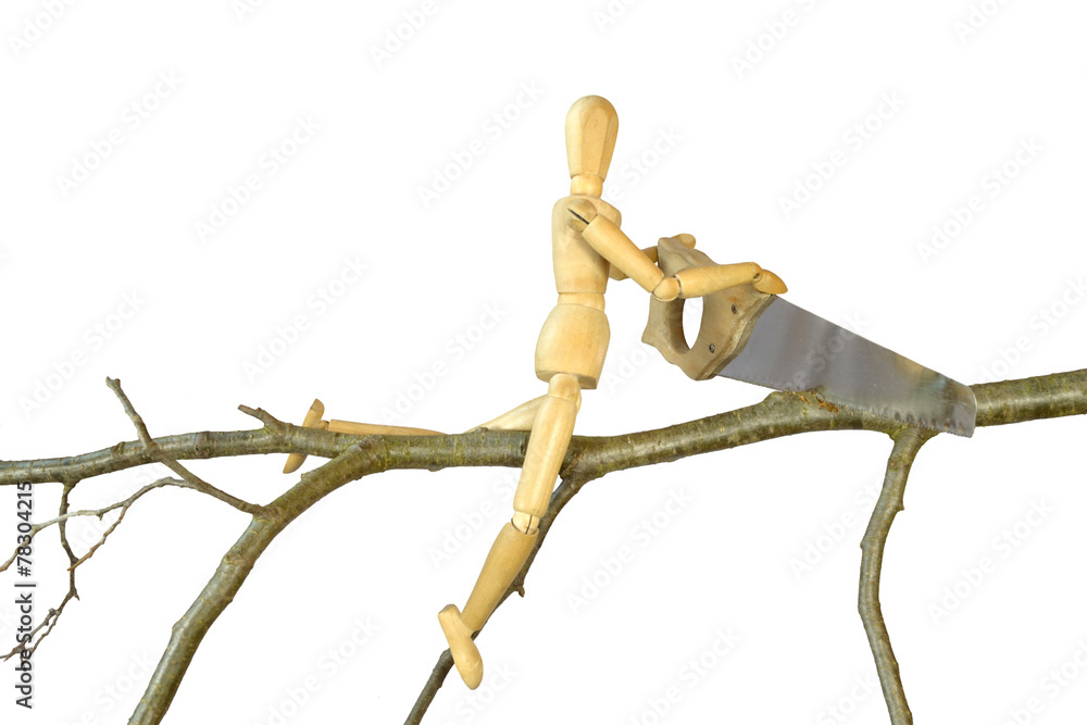 Säge Nicht Den Ast Ab Auf Dem Du Sitzt Ast absägen, q. Stock Photo | Adobe Stock
