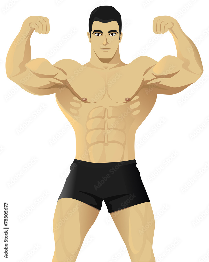 Muscle man , bodybuilder #3. - obrazy, fototapety, plakaty 
