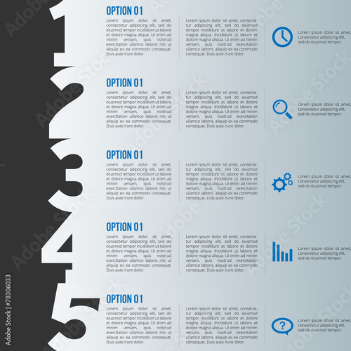 1-2-3-4-5 option infographics-paper progress template