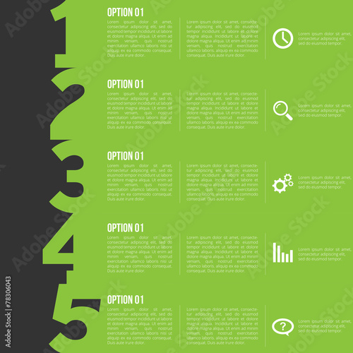 1-2-3-4-5 option infographics-paper progress template