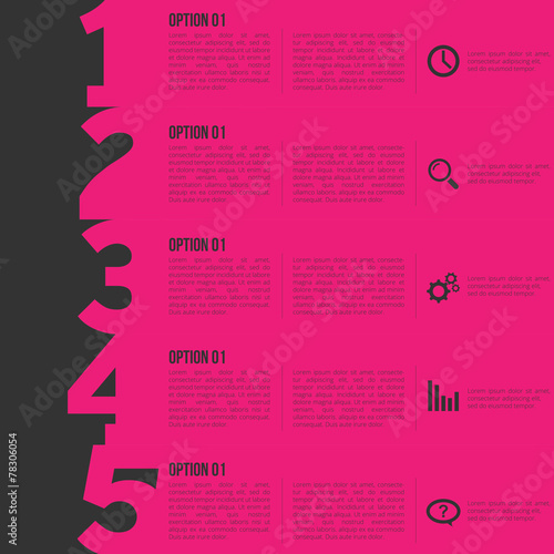 1-2-3-4-5 option infographics-paper progress template