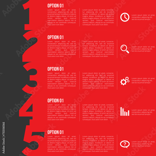 1-2-3-4-5 option infographics-paper progress template
