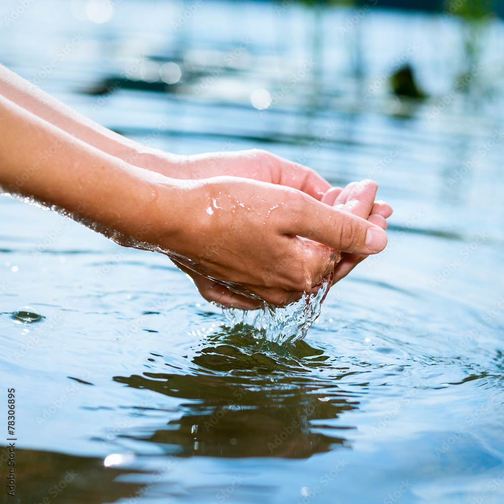 Fototapeta premium Holding water in cupped hands