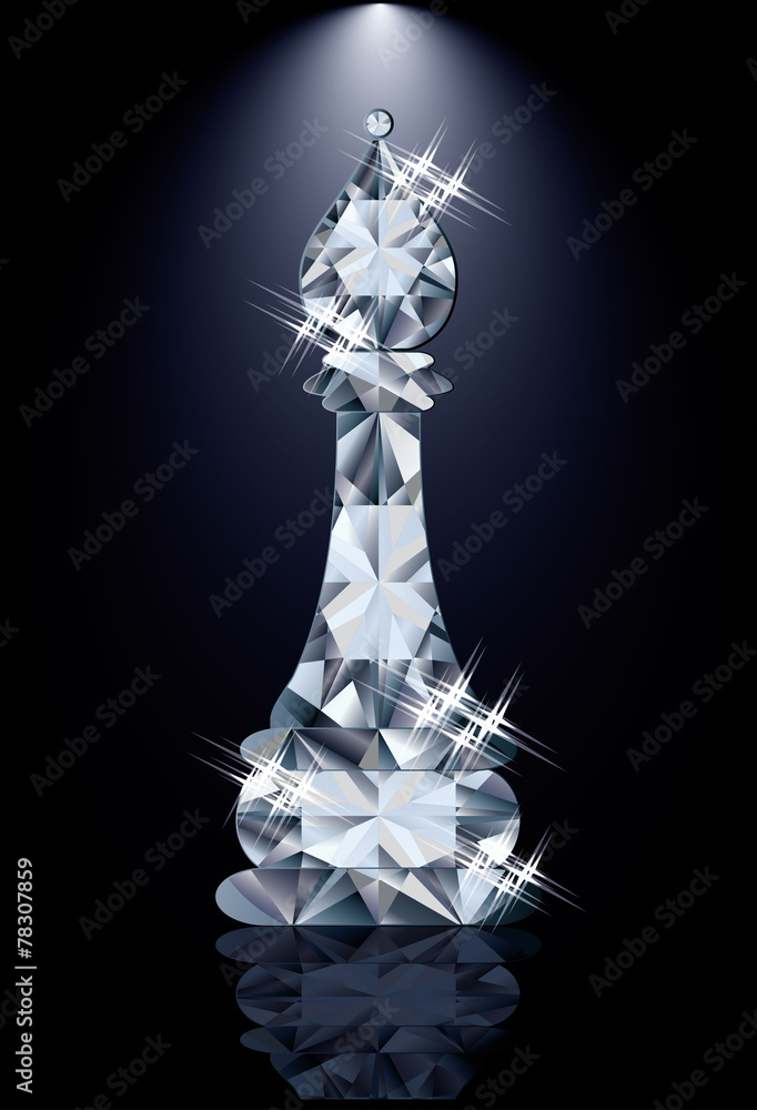 Diamond chess Bishop, vector illustration