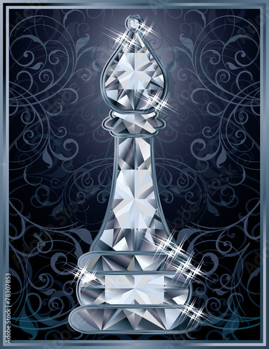 Diamond chess Bishop card, vector illustration