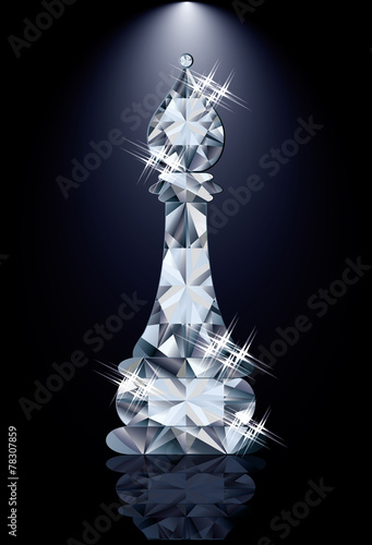 Diamond chess Bishop, vector illustration