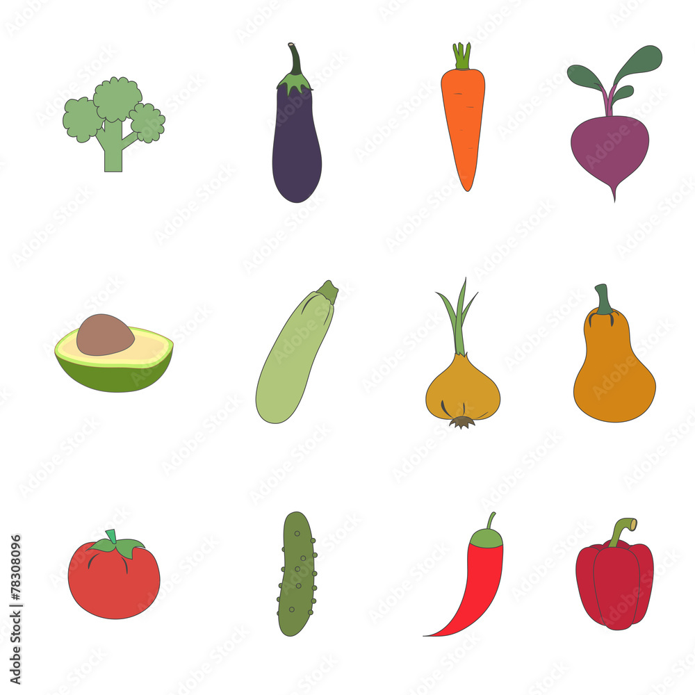 Set of vegetable icons Set of vegetable icons