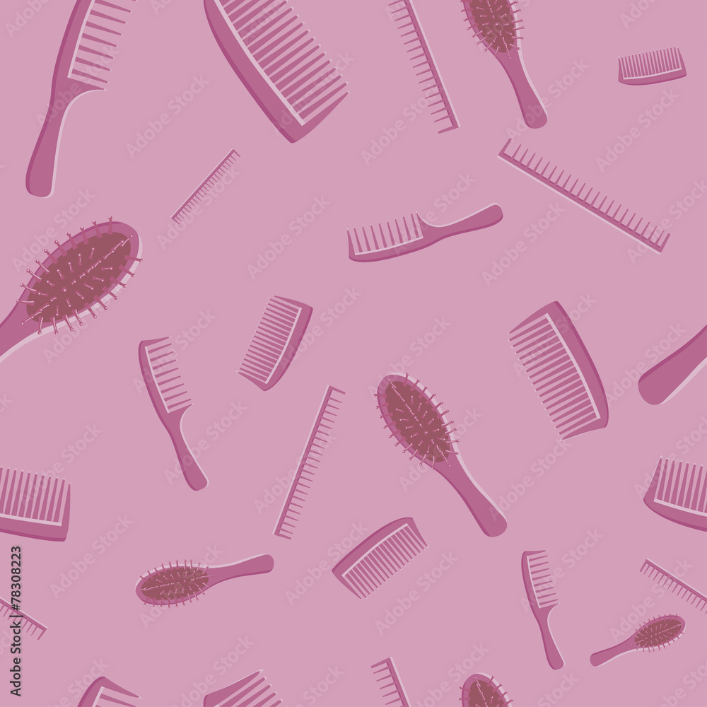 Seamless pattern. Combs on pink Seamless pattern. Combs on pink