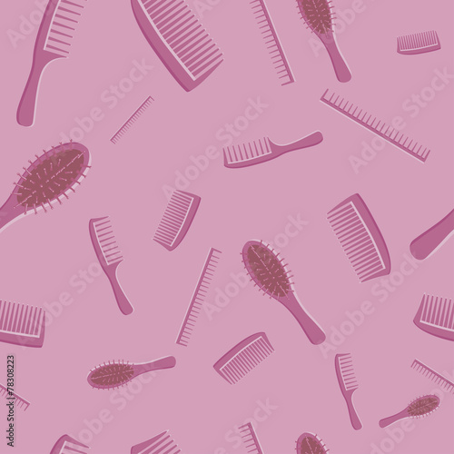 Seamless pattern. Combs on pink