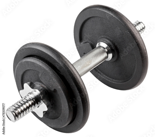 Dumbbell for physical exercise isolated on white.