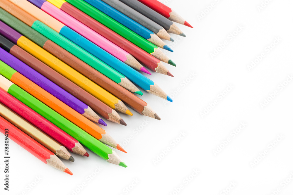Color pencils on white background Color pencils on white background