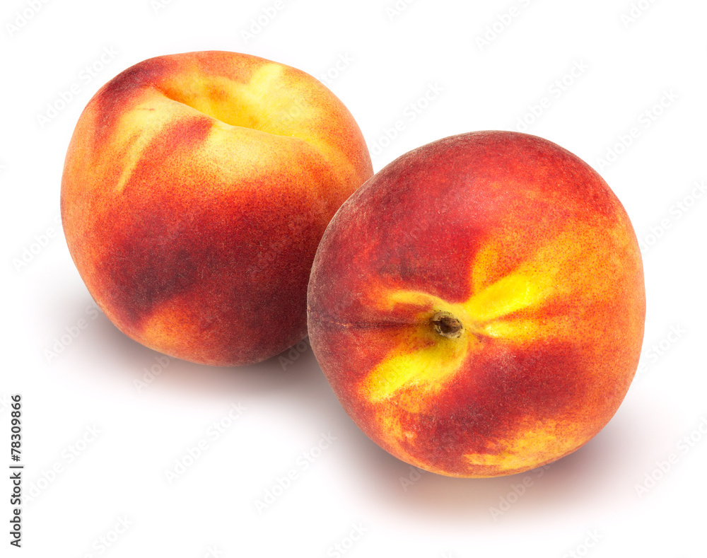 Peach. Two fruits isolated on white