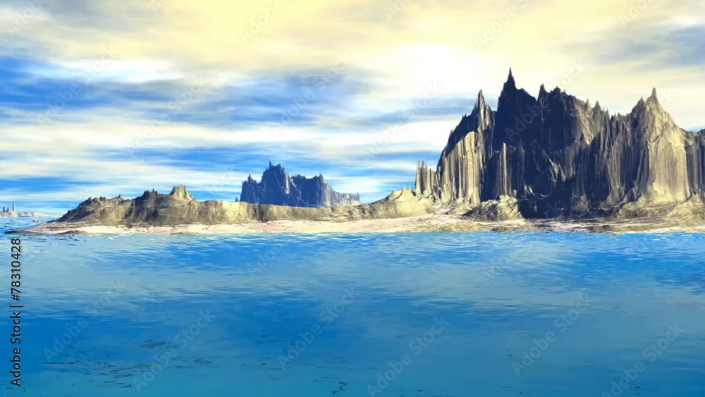 Alien Planet - 3D Rendered Computer Artwork. Rocks and lake Alien Planet - 3D Rendered Computer Artwork. Rocks and lake