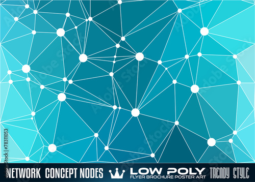 Low Poly trangular network with nodes background