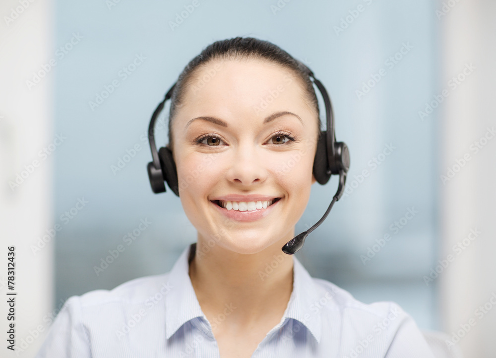 female helpline operator with headphones female helpline operator with headphones