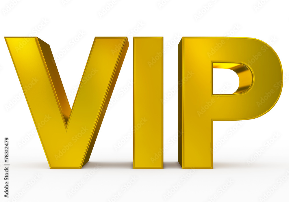 VIP golden - 3d letters isolated on white VIP golden - 3d letters isolated on white