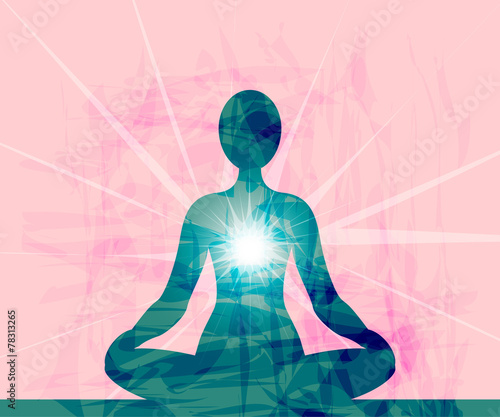 Meditating blue silhouette
