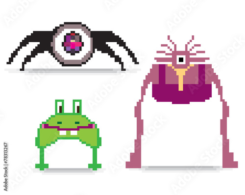 Set of pixel art monsters