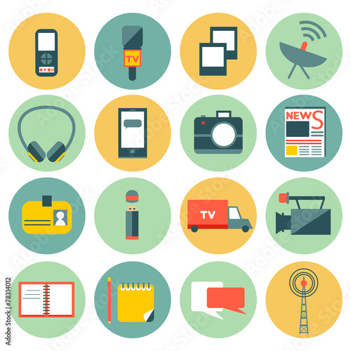 Vector mass media circle icons.