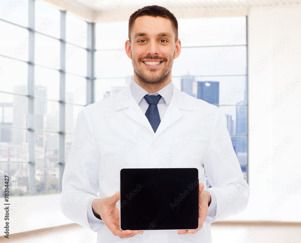 smiling male doctor with tablet pc smiling male doctor with tablet pc