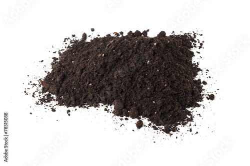 Pile heap of soil humus isolated on white background