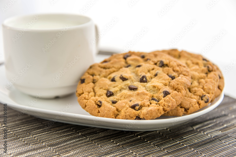 chocolate chip cookies and cup of milk chocolate chip cookies and cup of milk
