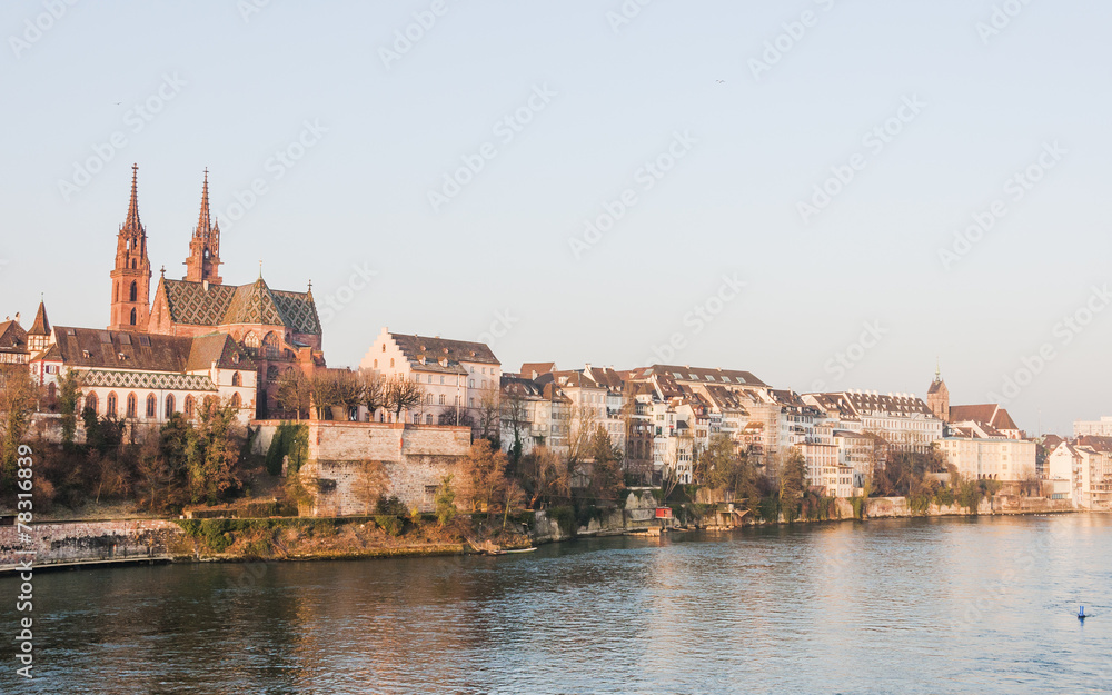 Basel, Altstadt, Münster, Martinskirche, Rhein, Winter, Schweiz
