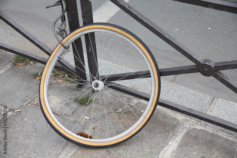 Fototapeta premium Stolen bicycle in Paris, France