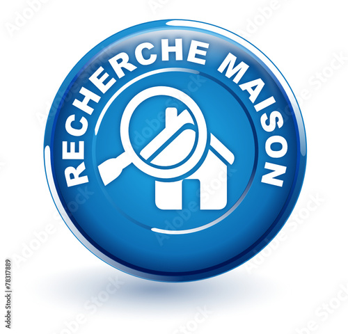 recherche maison sur bouton bleu