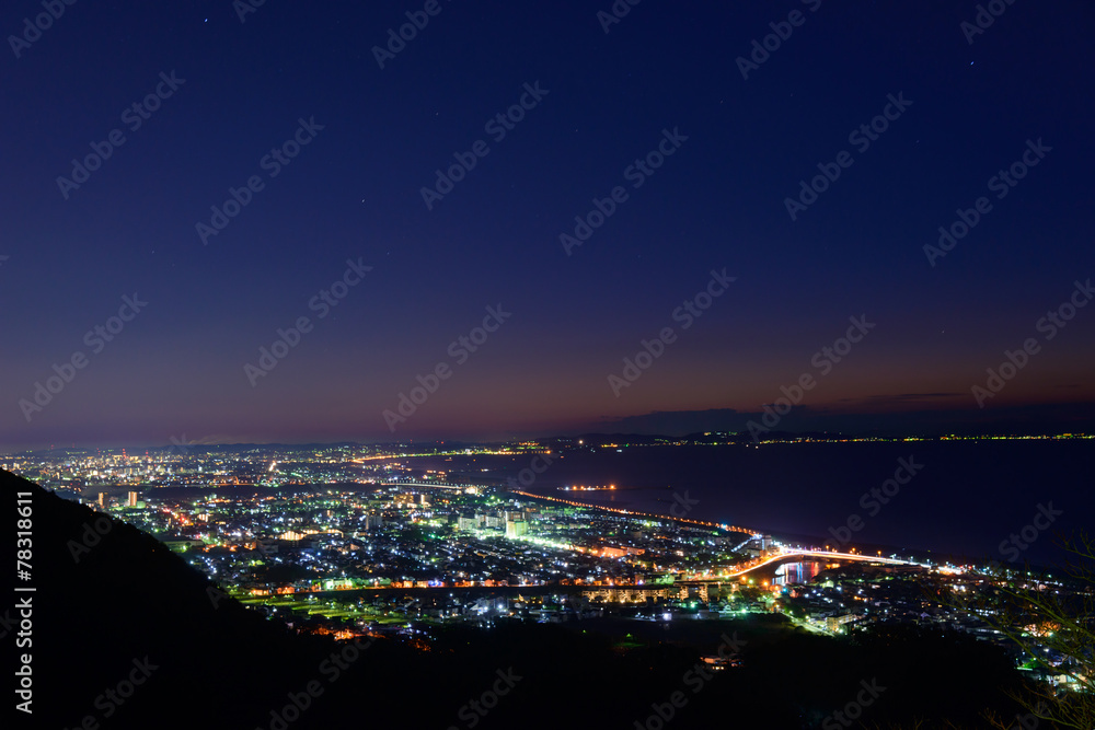 Night view from the Shonandaira Observatory in Hiratsuka, Kanaga