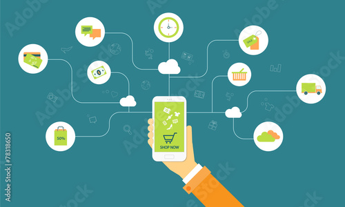 business shopping on line on  cloud mobile concept