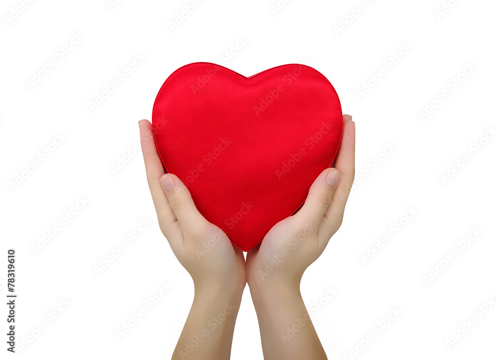 Red heart in hand Red heart in hand
