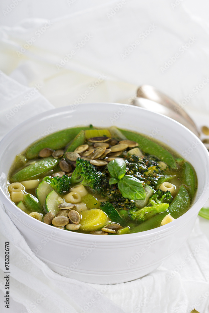 Green minestrone with vegetables Green minestrone with vegetables