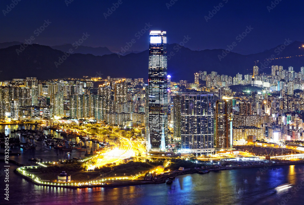 Naklejka premium hong kong night