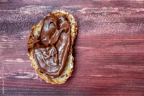 Chocolate hazelnut cream spread overhead view